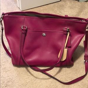 Magenta Coach Tote Bag